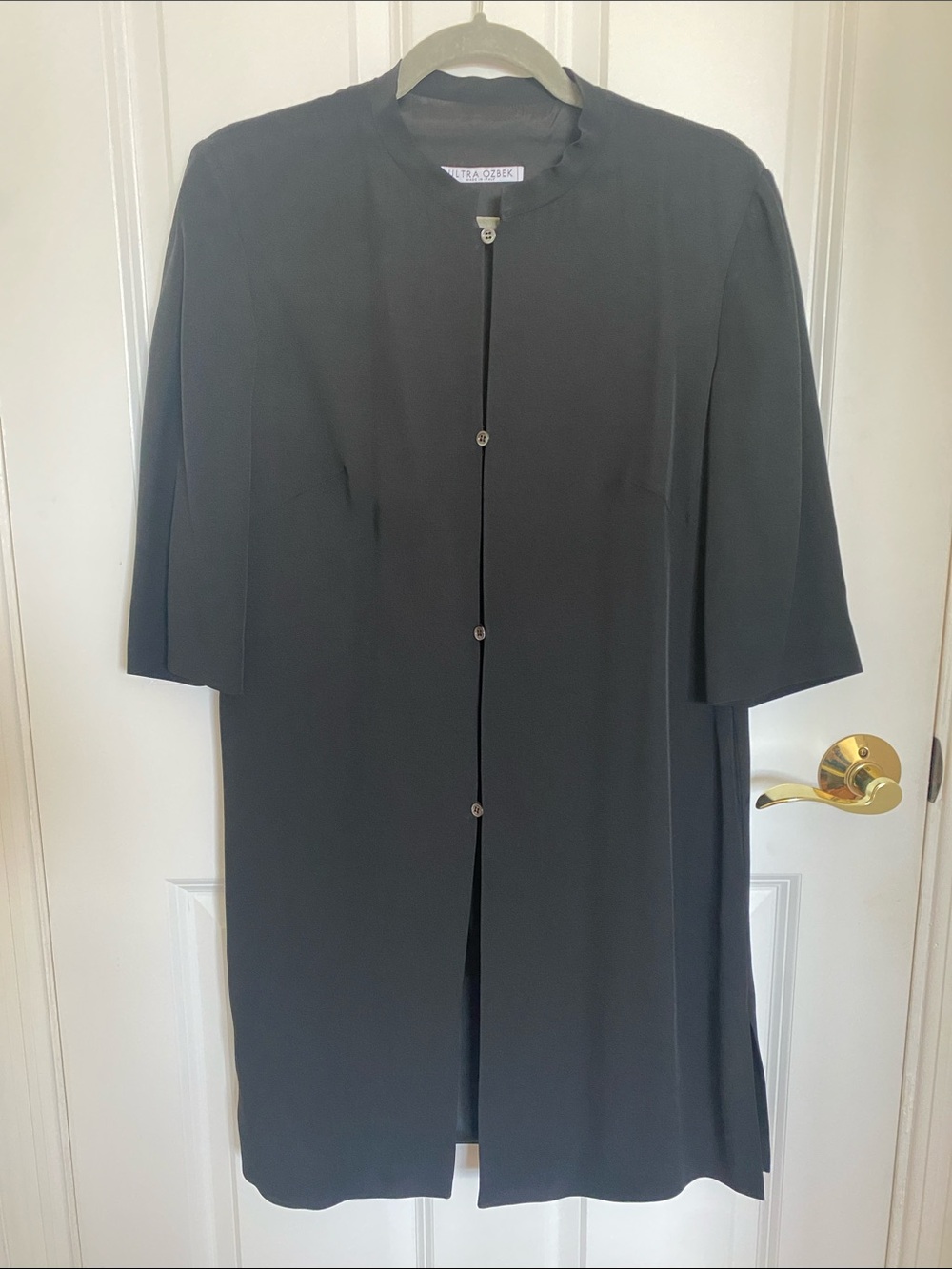 Vintage Ultra Ozbek Made In Italy Black Button-Front Minimalist Jacket Size XS/S